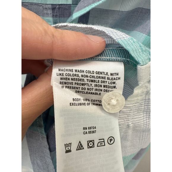 COLUMBIA | Blue White Plaid Button Down Long Sleeve Outdoors Shirt | Large - Picture 6 of 6